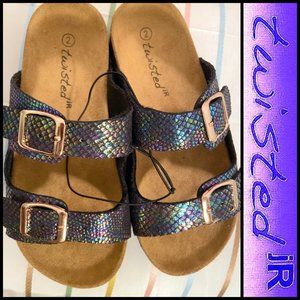 Twisted jr- Multi-Color Metallic Slide Sandals